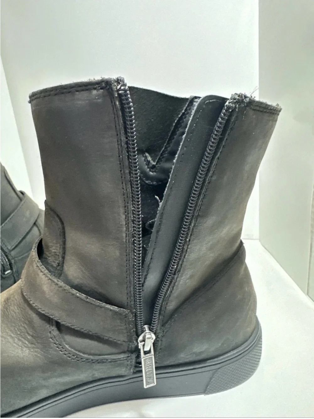 Harley-Davidson  Leather Buckle Ankle Boots Side Zipper